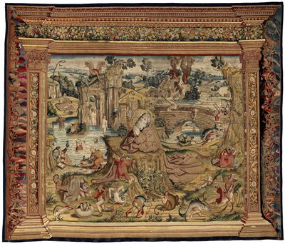 Gobelin inspireret af Hieronymus Boschs værk, ca. 1560 (guld, sølv, silke og uld) af Hieronymus (after) Bosch