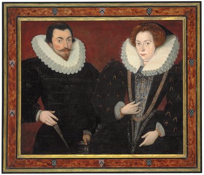 Dobbeltportræt af Sir John Harington (1560-1612), af Kelston, og Mary, Lady Harington (ca. 1571-1634), ca. 1589-93 (olie på panel overført til karton) af Hieronymus (attr. to) Custodis