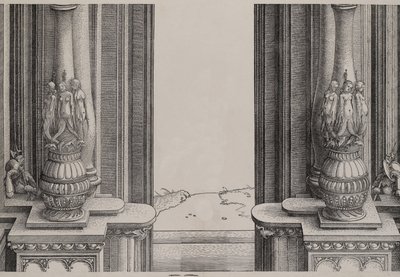 Den midterste del af indgangen til den centrale portal, søjlerne dekoreret af sirener ..., 1515. af Hieronymus Andreae
