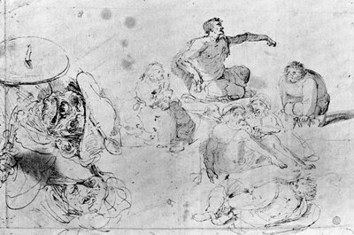 En side med skitser, tilskrevet Jerome Bosch af Hieronymus Bosch