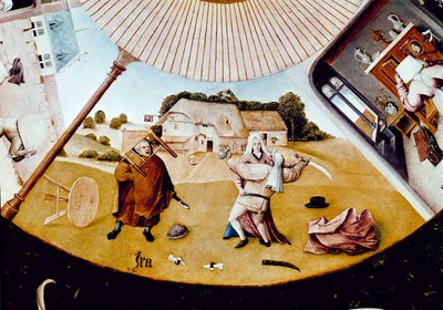 Vrede. Detalje af De syv dødssynder og de fire sidste ting (olie på panel af Hieronymus Bosch