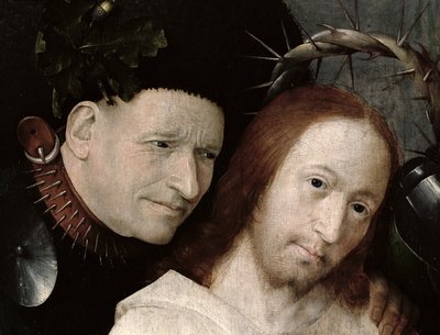 Christ Mocked (The Crowning with Thorns) c.1490-1500 (olie på panel) (detaljer fra 29114) af Hieronymus Bosch