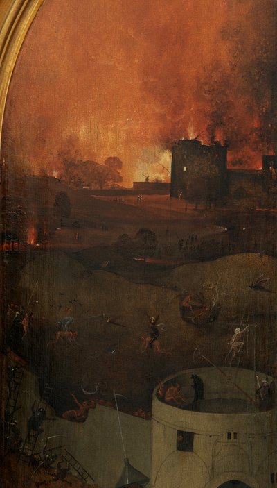 Detalje af højre panel af den sidste dom (olie på panel) af Hieronymus Bosch