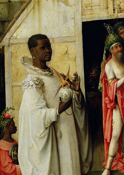 Magiernes tilbedelse: detalje af kong Balthazar fra det centrale panel af triptykonen, 1510 af Hieronymus Bosch