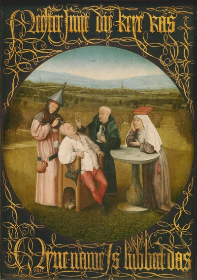 The Cure of Folly, ca. 1494 (olie på panel) af Hieronymus Bosch