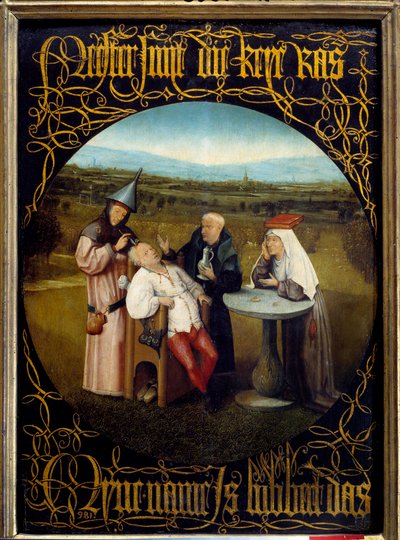 Udvindingen af Folie-stenen. Maleri af Hieronymus Van Aeken (Aken) dit Jerome Bosch (1450-1516) af Hieronymus Bosch