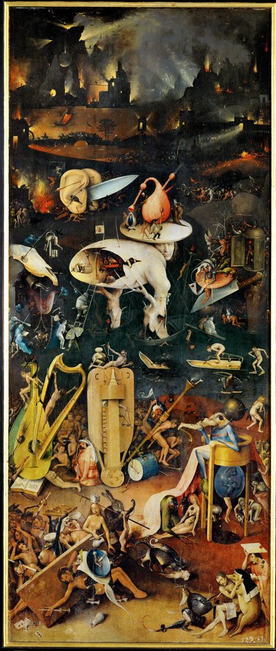 The Garden of Delights, triptykon, højre panel ... (maleri på træ) af Hieronymus Bosch