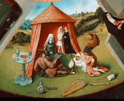 Lysten. Detalje fra tabellen over de syv kardinalsynder (olie på træ af Hieronymus Bosch