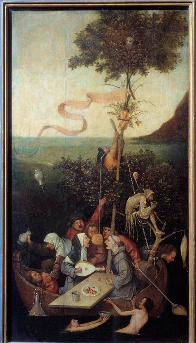 Skibet i den skøre scene for en gruppe fulde galninge. Maleri af Hieronymus Van Aeken (Aken) dit Jerome Bosch (1450-1516) af Hieronymus Bosch