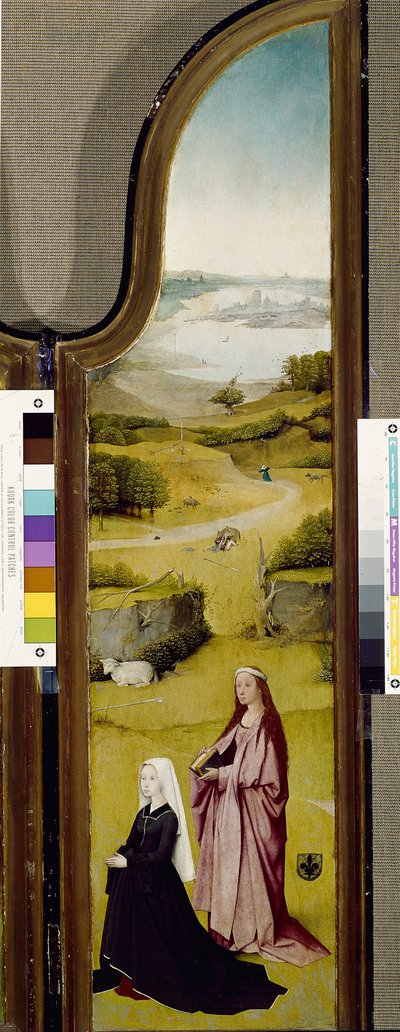 Triptykon fra Helligtrekonger, med St Agnes af Rom og donor (olie på panel af Hieronymus Bosch