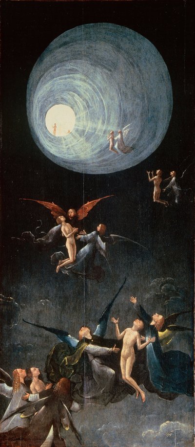 les ames bienheureuses. Le Paradis - Opstigning til himlen. Fra: Fire visioner om det hinsidige par Bosch, Hieronymus (ca. 1450-1516). Olie på træ, størrelse: 88,8x39,9, ca 1490-1510, Palazzo Grimani, Venedig af Hieronymus Bosch