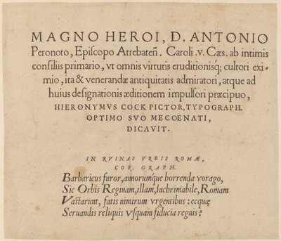 Dedikationsside af Hieronymus Cock