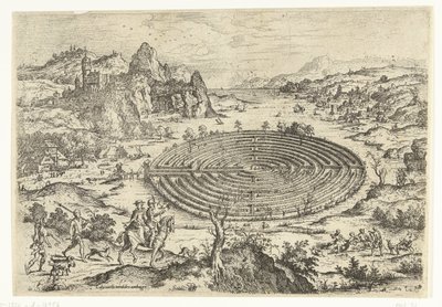 Den kretensiske labyrint Landskaber med bibelske og mytologiske scener (serietitel) af Hieronymus Cock