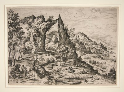 Judas og Thamar, fra Landskaber med bibelske og mytologiske scener af Hieronymus Cock