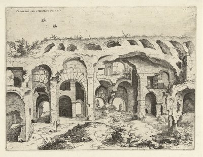 Fjerde udsigt over Colosseum i Rom af Hieronymus Cock