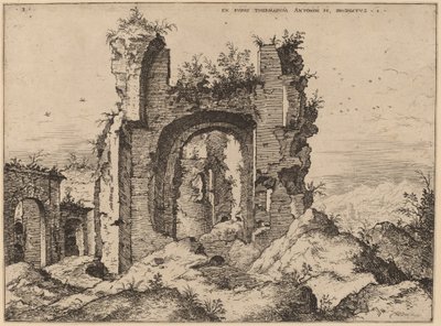 Udsigt over Caracalla-badene af Hieronymus Cock