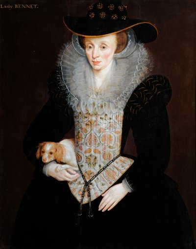 Portræt af Lady Bennet, ca. 1590 (olie på panel) af Hieronymus Custodis