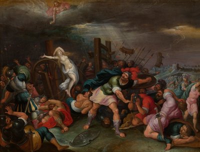 Sankt Katarina af Alexandrias martyrium (olie på panel) af Hieronymus II Francken
