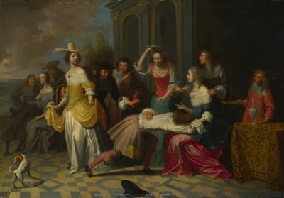 Mine damer og herrer spiller La Main Chaude, ca. 1655-1665 af Hieronymus, Janssens