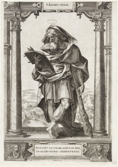 Sankt Jakob den Mindre S. Iacobvs Minor (titel på objekt) Kristus og de tolv apostle og St. Paul (serietitel) af Hieronymus Wierix
