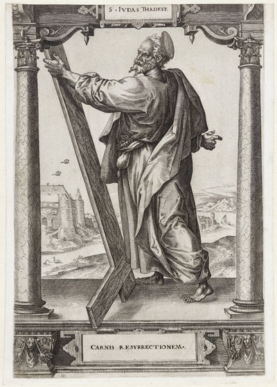 H. Judas Taddeus S. Ivdas Thadevs (titel på objekt) Kristus og de tolv apostle og St. Paul (serietitel) af Hieronymus Wierix