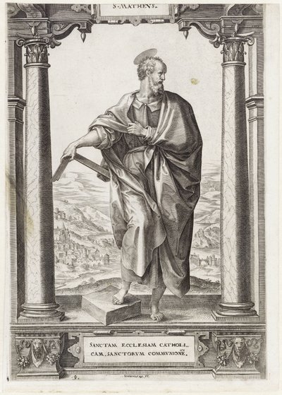 H. Matthew S. Mathevs (titel på objekt) Kristus og de tolv apostle og St. Paul (serietitel) af Hieronymus Wierix