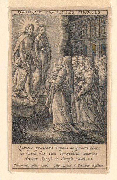 De fem vise jomfruer, fra suiten "Speculum Virginitatis" af Hieronymus Wierix