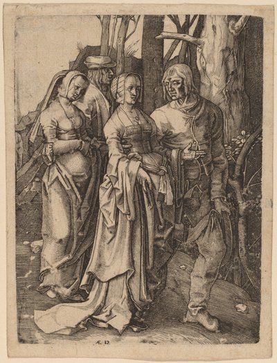 De to par i skoven af Hieronymus Wierix after Lucas van Leyden