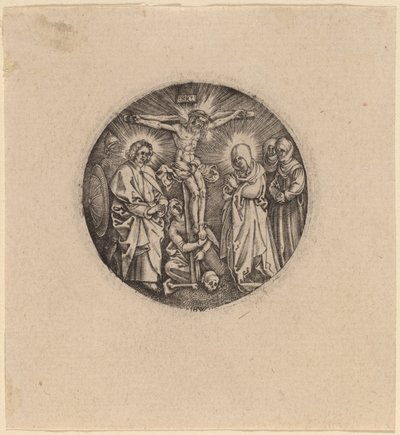 Korsfæstelsen kaldes Maxmilians sværdpommel af Hieronymus Wierix and Antonie Wierix after Albrecht Dürer