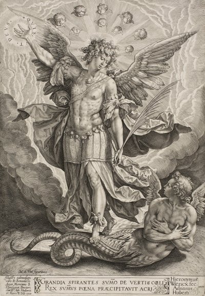 St. Michael triumferer over dragen, 1584 af Hieronymus or Jerome Wierix
