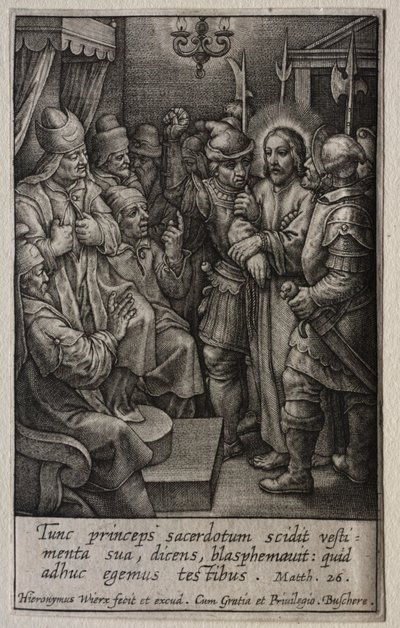 Lidenskaben: Kristus foran ypperstepræsten. af Hieronymus or Jerome Wierix