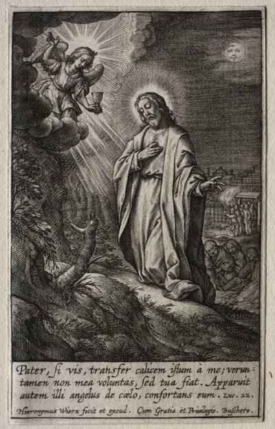 Lidenskaben: Kristus på Oliebjerget. af Hieronymus or Jerome Wierix