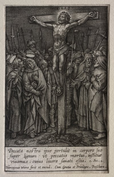 Passionen: Korsfæstelsen. af Hieronymus or Jerome Wierix