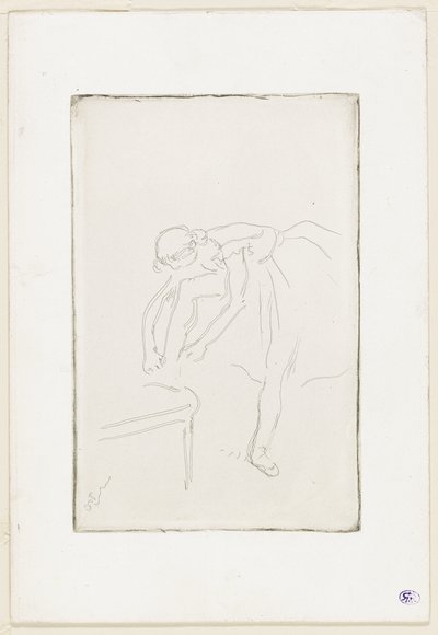 Danserinde tager sin sko på af Hilaire Germain Edgar Degas
