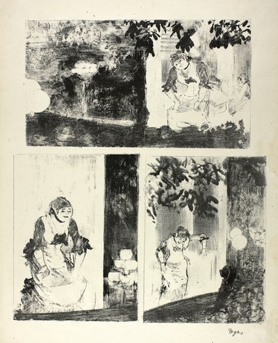 Mlle Bécat på Café des Ambassadeurs: Tre motiver af Hilaire Germain Edgar Degas