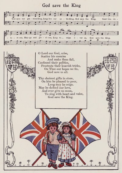 God Save The King (farve litografi) af Hilda Broughton