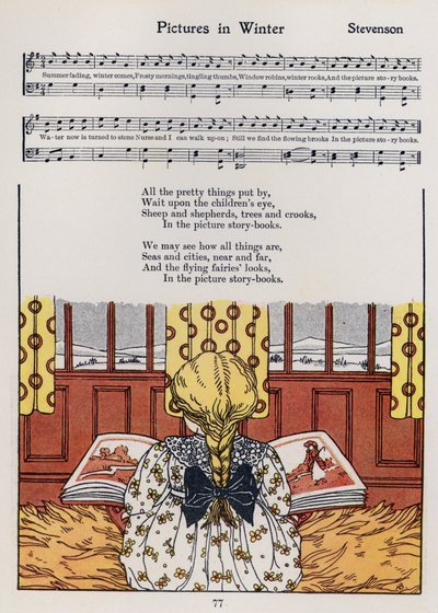 Billeder om vinteren (farve litografi) af Hilda Broughton