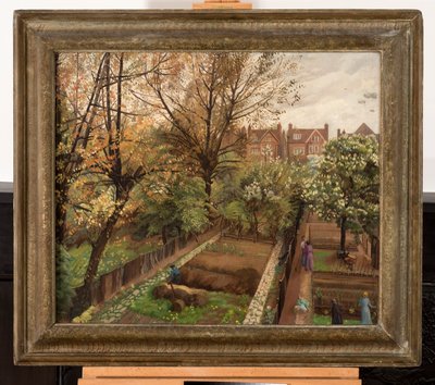 Wartime Garden, Finchley Road, Hampstead (olie på lærred) af Hilda Carline