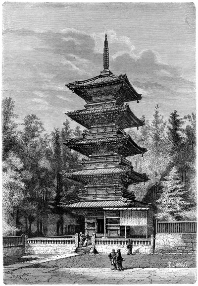 Buddhisttempel, Nikko, Japan, 1895. af Hildibrand