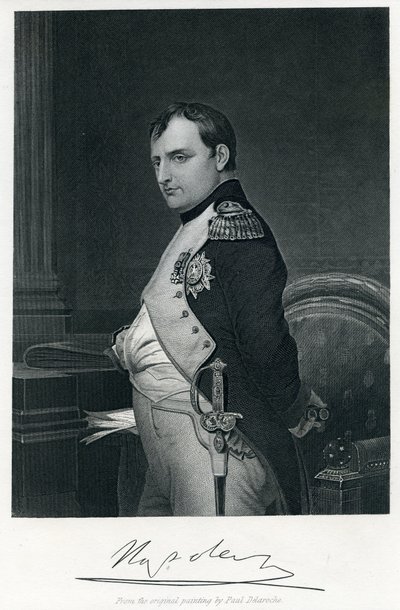 Napoleon I (1769-1821) (kobberstik) af Hippolyte (1797-1856) (after) Delaroche