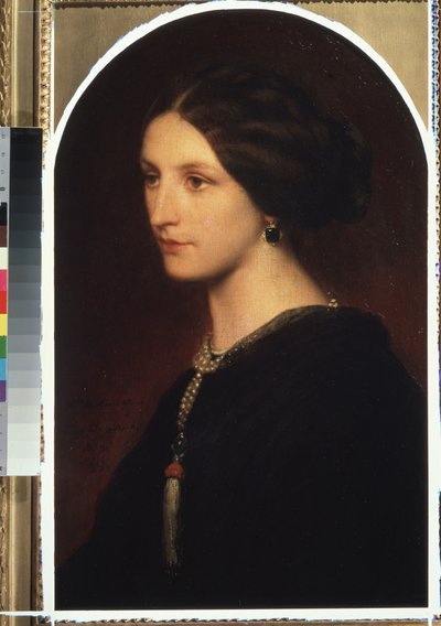 ""Portræt af grevinde Sophie Shuvaloff (Shuvalov eller Shuvalova)"" Portræt af en ung aristokrat, en perlekæde om hendes hals. Maleri af Paul Hippolyte Delaroche (1797-1856) 1853 Moskva, Pushkin Museum of Fine Arts af Hippolyte Delaroche