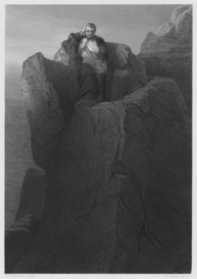 The Rock at St Helena, fra billedet i Den Kongelige Samling (gravering) af Hippolyte Delaroche