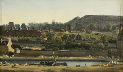 Saint Louis Hospital og Buttes-Chaumont, Paris, ca. 1830 (olie på lærred) af Hippolyte Adam