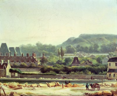 Hopital Saint-Louis og Buttes-Chaumont i 1830 af Hippolyte Adam