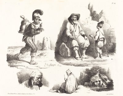 Fem vignetter af Hippolyte Bellange