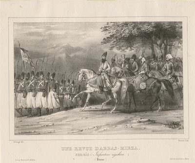 Prins, feltmarskal Abbas Mirza 1789-1833 inspicerer infanteriregimentet, 1835 af Hippolyte Bellange