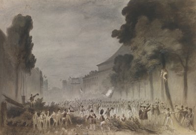 Julirevolutionen på Grands Boulevards i Paris, 1830 af Hippolyte Bellange