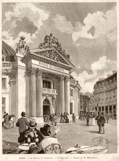 Børsen i Paris i 1889. Tegning af M. Berteault af Hippolyte Berteaux