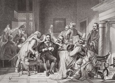Charles I (1600-49) i vagtrummet fornærmet af Oliver Cromwells soldater, fra 
