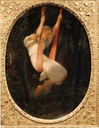 Young Girl at the Swing Painting by Paul Delarochedani af Hippolyte Delaroche